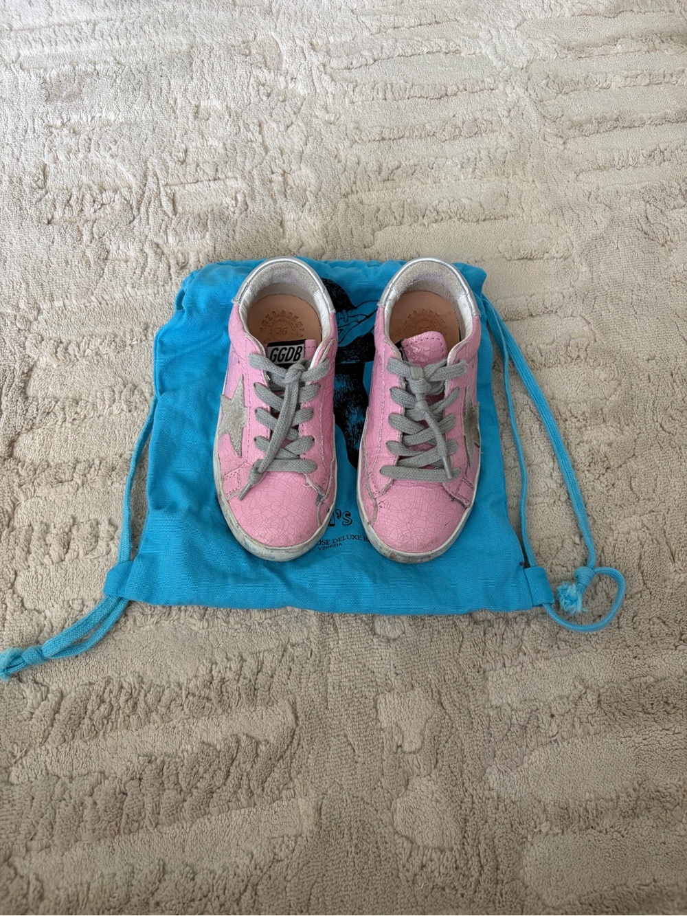 Toddler Golden Goose Pink, Silver Girls Sneaker with bag. Size 26 Authentic!